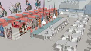 Visualisatie restaurantconcept, diner booths, door Paul Battem