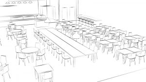 Visualisatie restaurantconcept, inkt, rechts, door Paul Battem