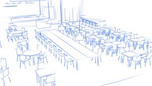 Visualisatie restaurantconcept, potlood, rechts, door Paul Battem